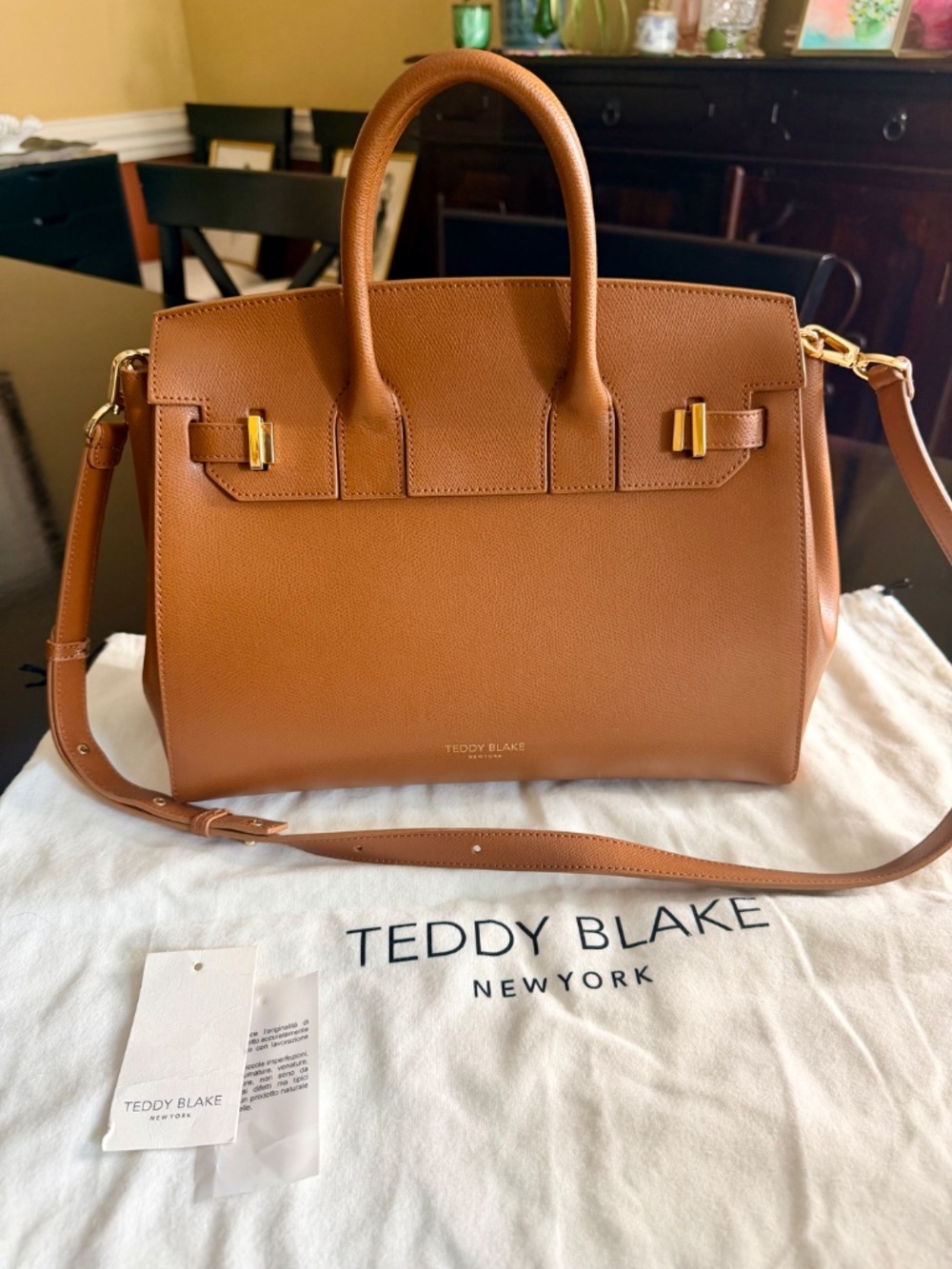 Teddy Blake Gigi Stampato 13" Satchel Leather Bag in Brown